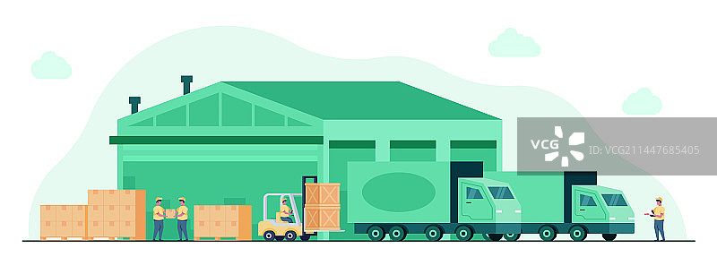 仓库工厂卡车物流货运图片素材