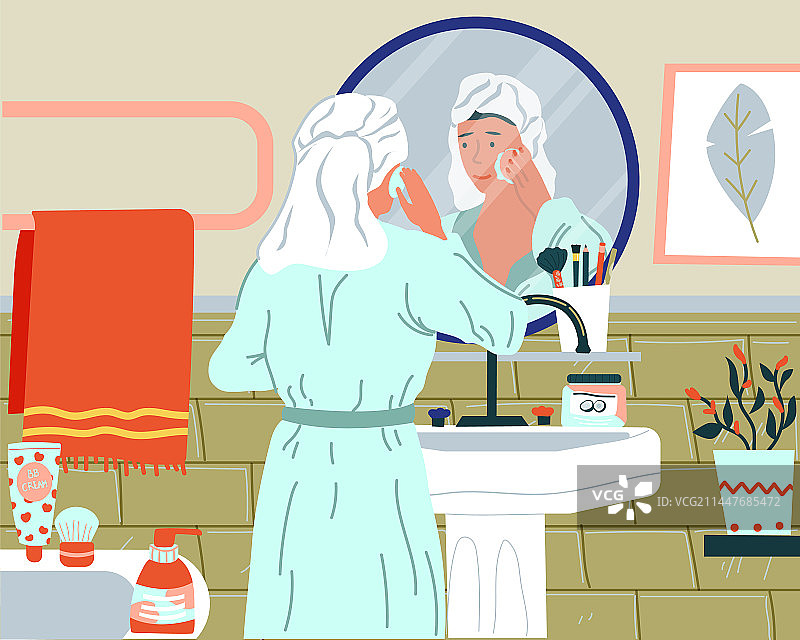 女性日常美容护肤程序图片素材