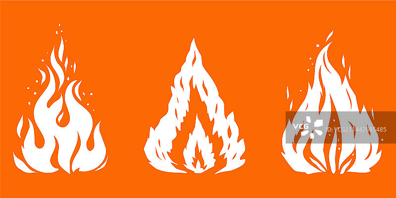 手绘白色火焰或火炬剪影图片素材