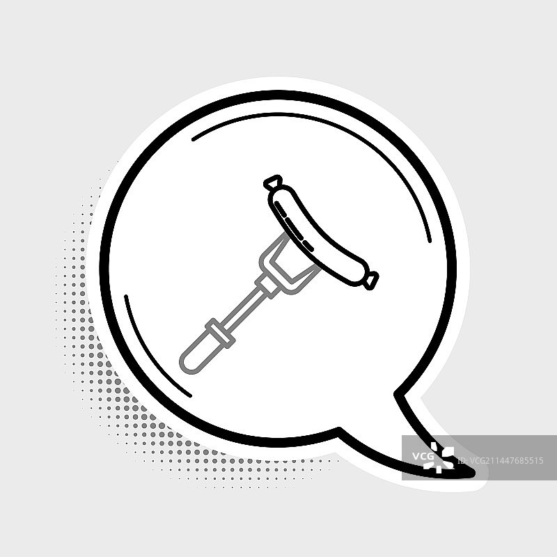 灰色背景上的线条香肠叉子图标图片素材