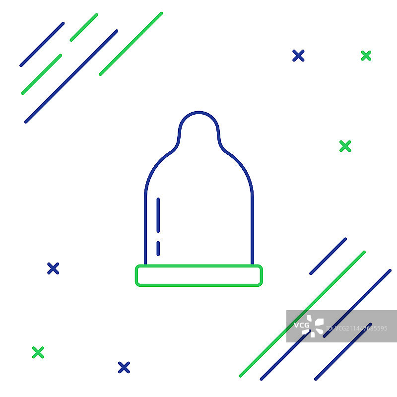 白色背景上隔离的线条避孕套图标图片素材