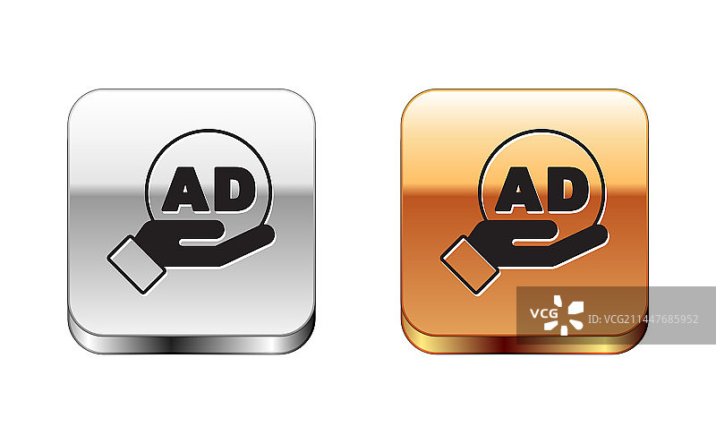 黑色广告图标，白色背景分离图片素材