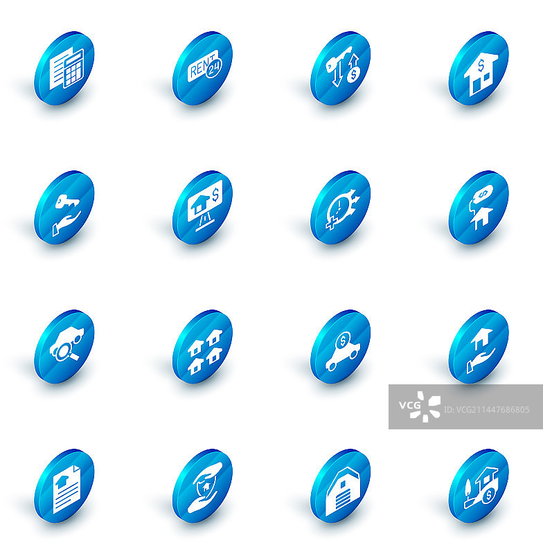 房屋租赁钥匙和共享汽车图标图片素材