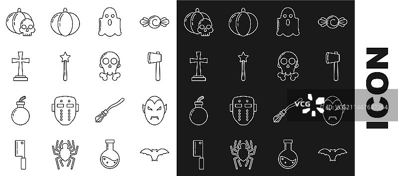 蝙蝠、吸血鬼和木斧线条素材图片素材