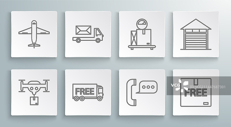 无人机运送包裹线条设计图片素材