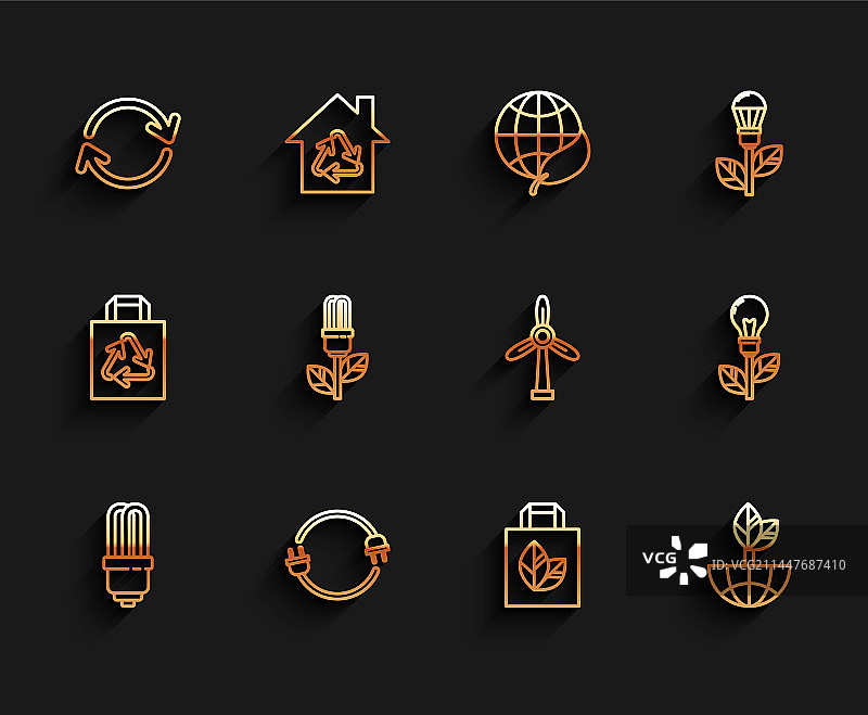 LED灯泡、电源插头和刷新图片素材