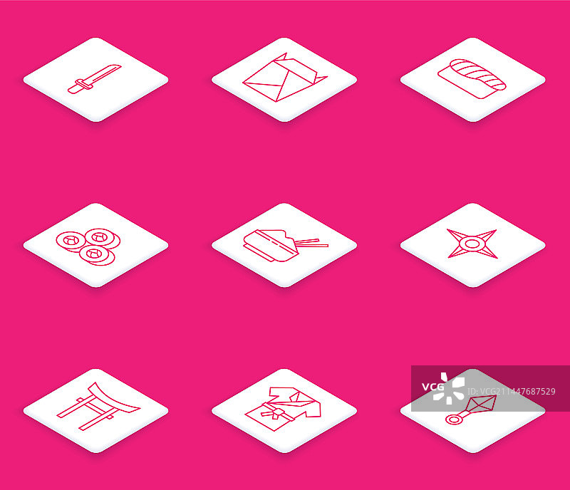 日本武士刀、餐厅开业外卖线条图片素材