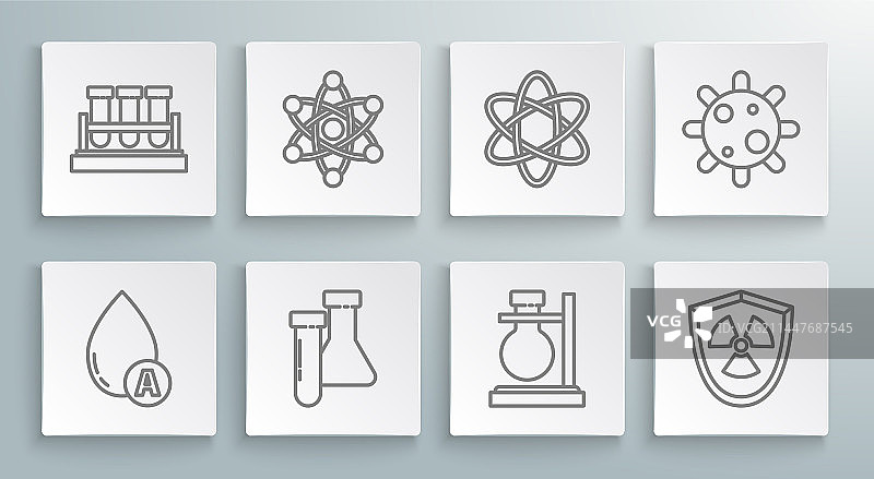线条元素：水滴原子试管和烧瓶图片素材