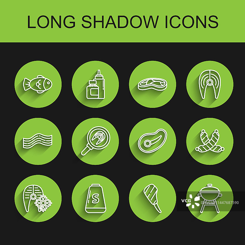 新鲜冷冻鱼排盐渍鱼肋骨线条图片素材