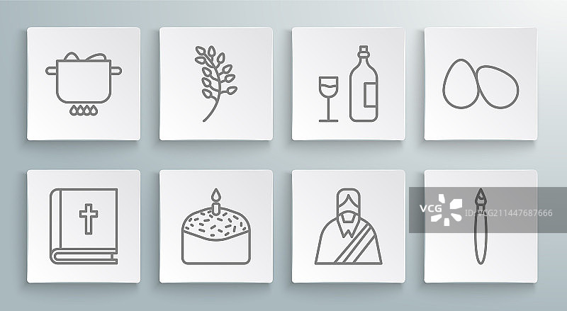 带线条的《圣经》书籍、柳叶和复活节蛋糕图片素材