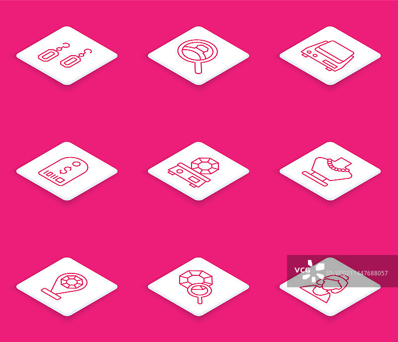 钻石订婚耳环电子产品线条组合图片素材