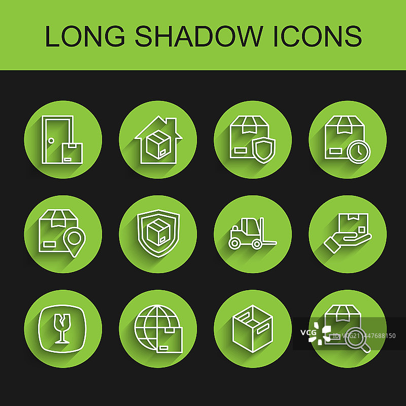 易碎玻璃全球运输线条集合图片素材