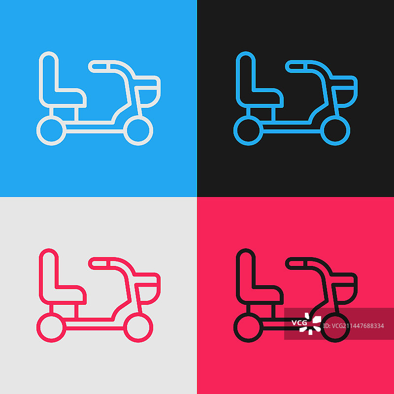 波普艺术残疾人电动轮椅线条图标图片素材