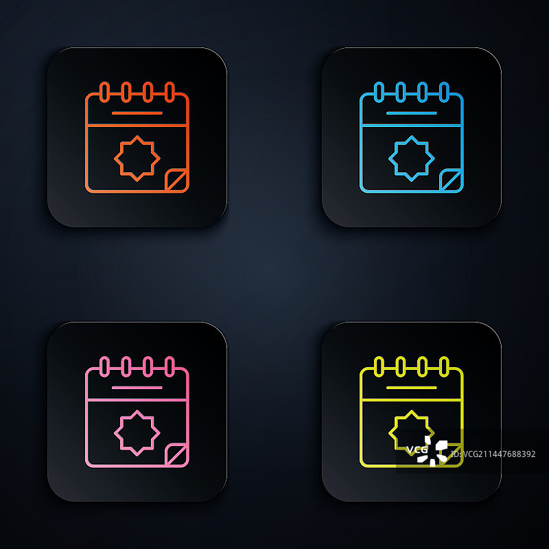 彩色霓虹斋月历图标图片素材