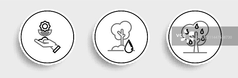 线条树木梨手捧鲜花图片素材