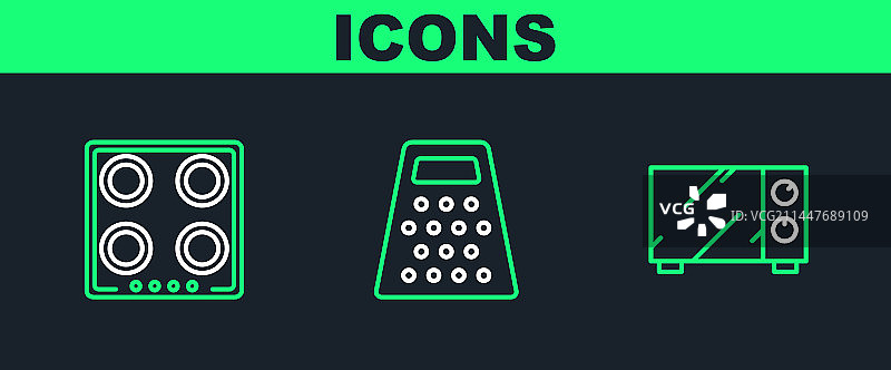 微波炉燃气灶磨碎器线条图标图片素材