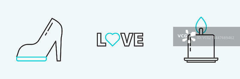 燃烧的蜡烛女士高跟鞋线稿图片素材