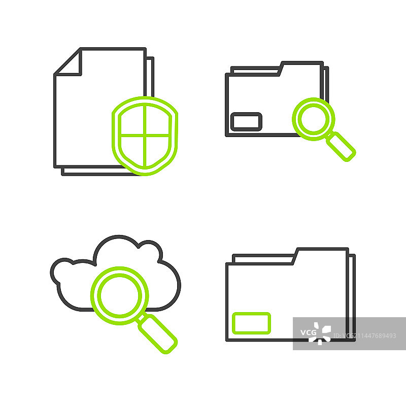 文档文件夹搜索云计算线条图标图片素材