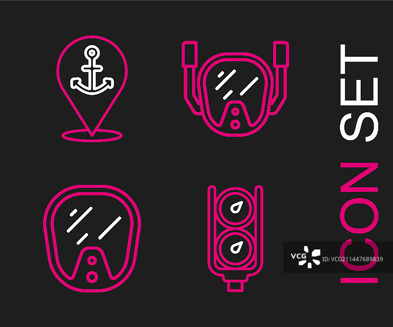 潜水面罩定位仪表盘线性组合图片素材