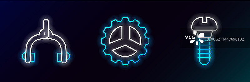 金属螺丝、自行车刹车卡钳线条组合图片素材