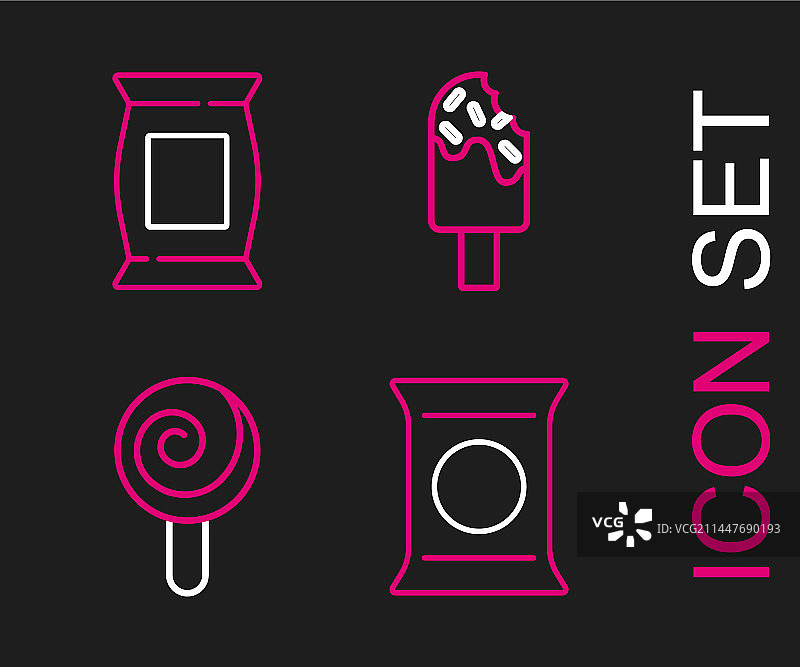 薯片袋、棒棒糖和冰淇淋图片素材