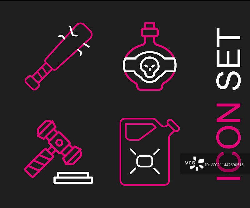 一组线条：燃料罐、法官木槌等图片素材