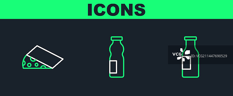 装有牛奶、奶酪和饮品的瓶子图片素材