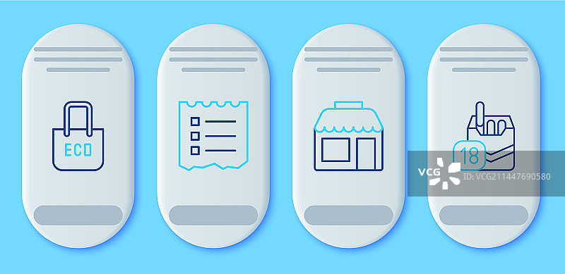 带购物清单的市场商店袋线性图标图片素材