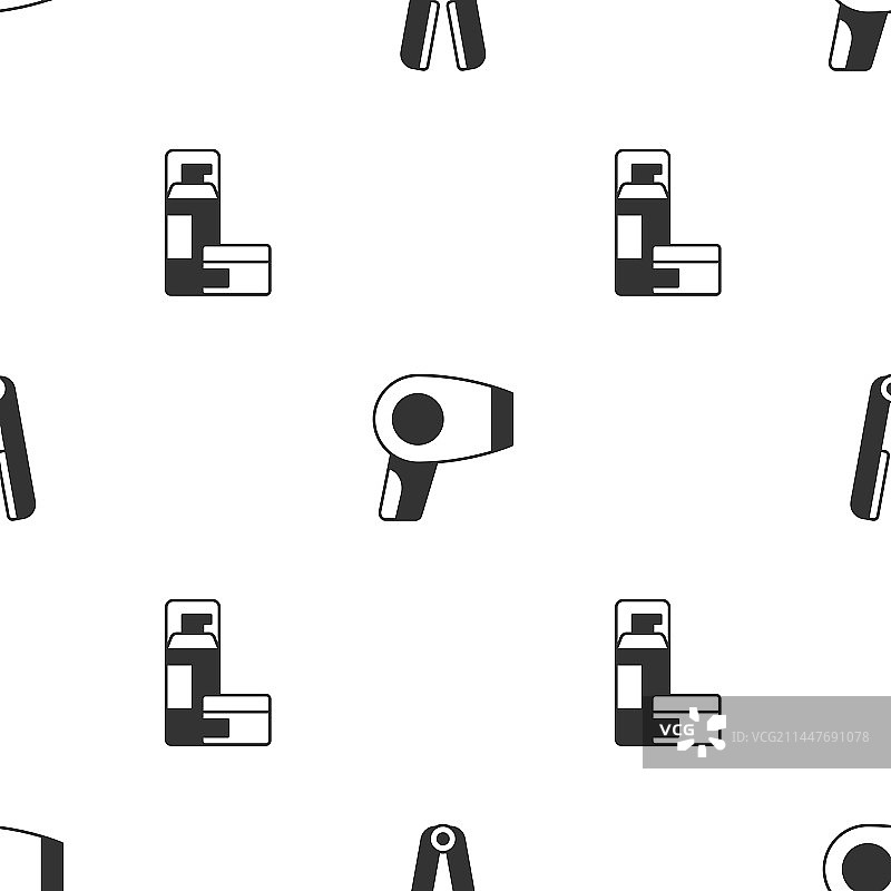 卷发棒、吹风机和剃须套装图片素材