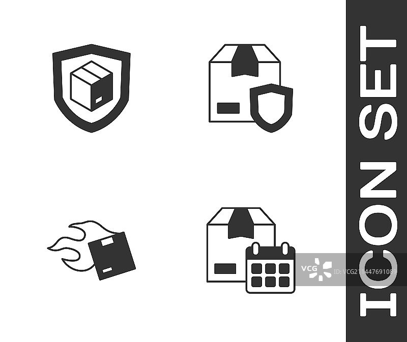 带日历送货安保的纸板箱套装图片素材