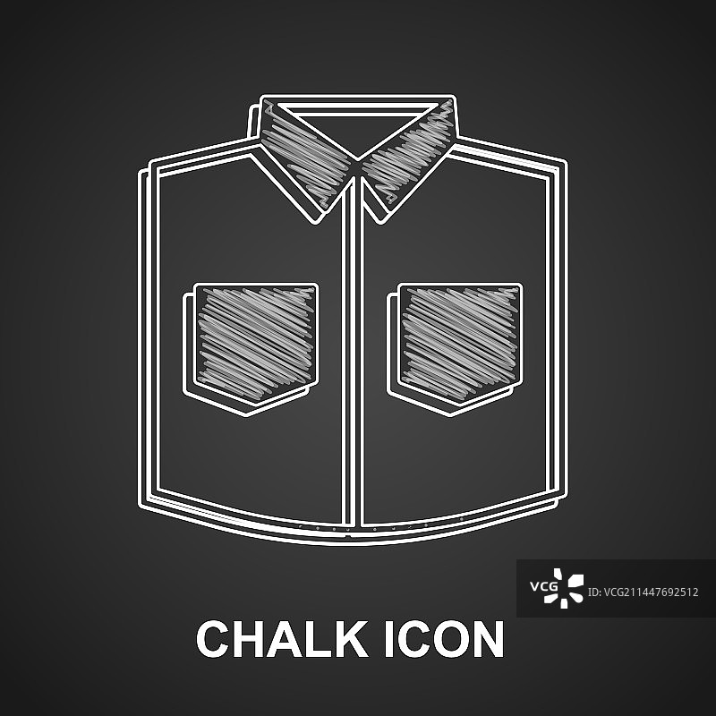 黑色背景上手绘粉笔衬衫图标图片素材