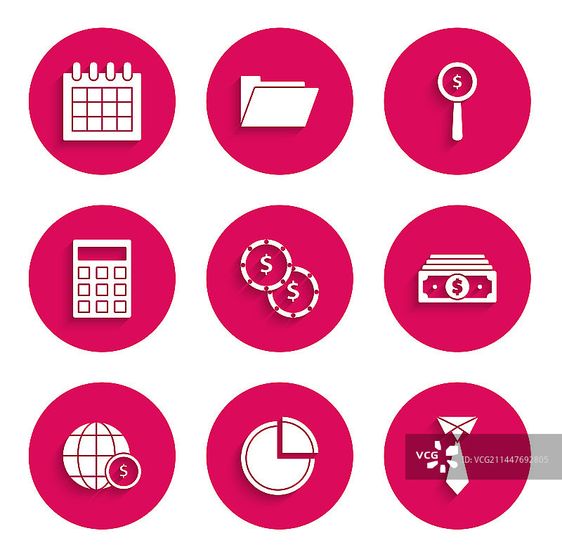 包含美元符号和饼图的硬币组合图片素材