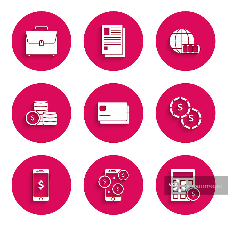 信用卡智能手机美元符号图标集图片素材