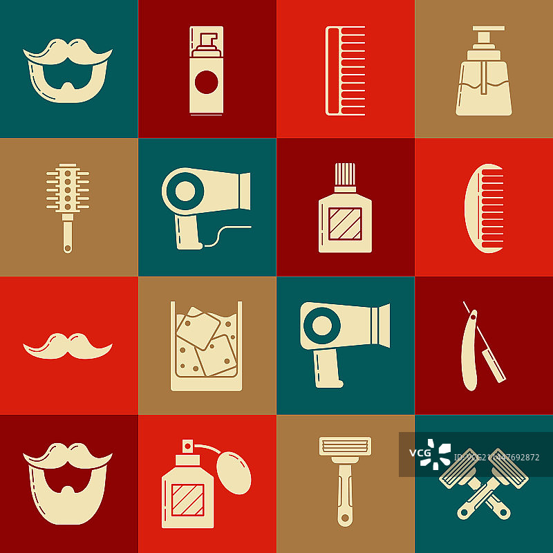 交叉的剃须刀和直发刷图片素材