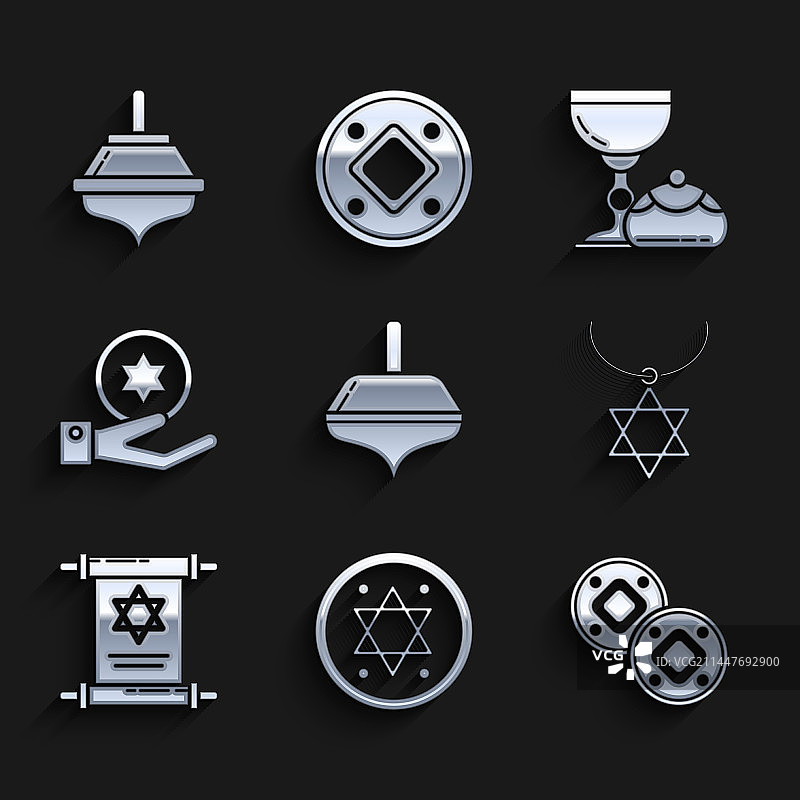 光明节陀螺犹太硬币大卫之星图片素材