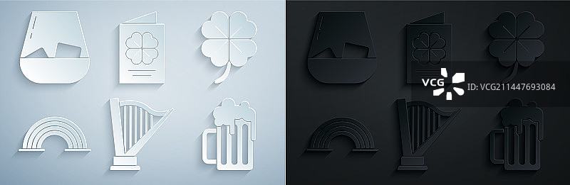 竖琴四叶草彩虹木啤酒图片素材