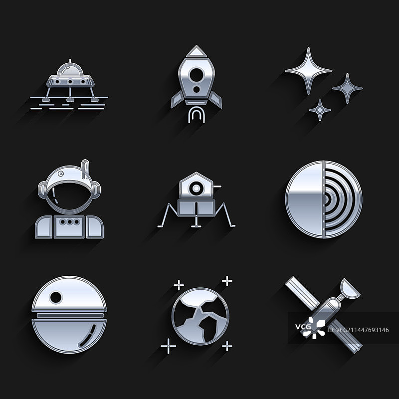 火星探测车地球卫星结构套装图片素材