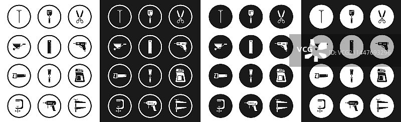 剪刀尺子手推车金属钉子合集图片素材