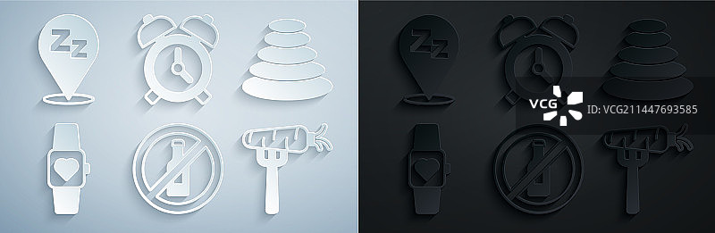 禁止酒精、热石堆、智能手表等图标图片素材