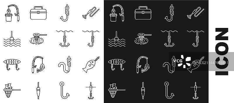 水下渔具鱼钩和浮标图片素材