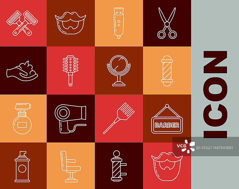 胡子和理发店等图标图片素材