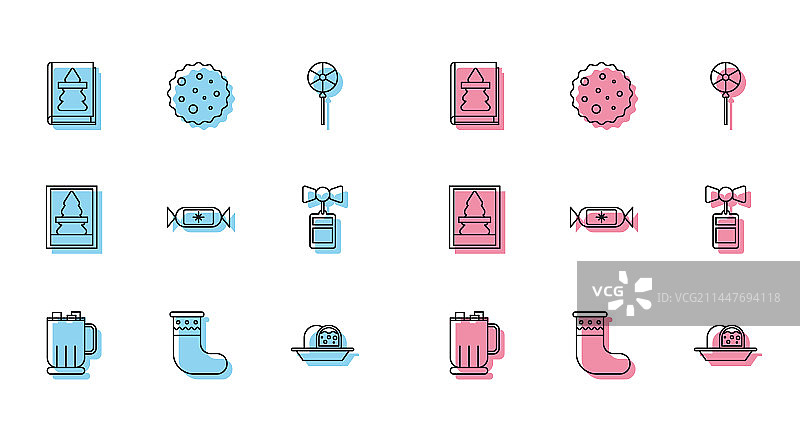 热巧克力棉花糖杯线条组合图片素材