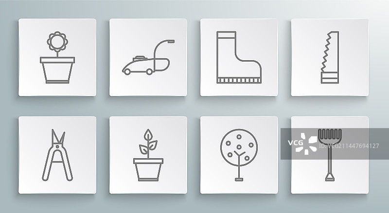 园艺工具：手工剪刀、割草机图片素材