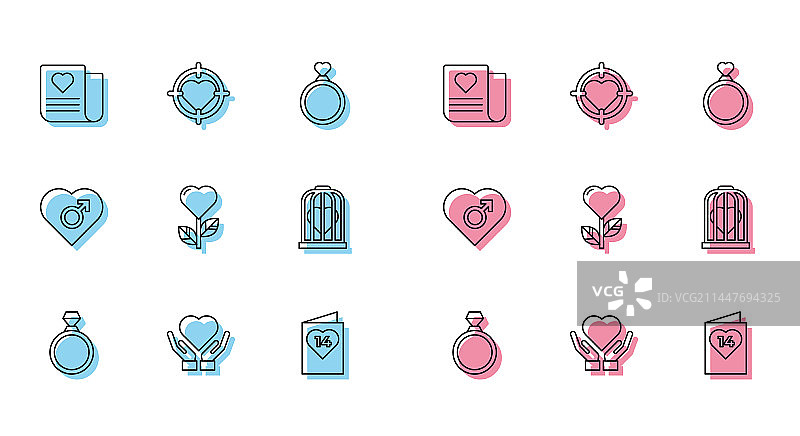 订婚钻戒、心形手线条素材图片素材