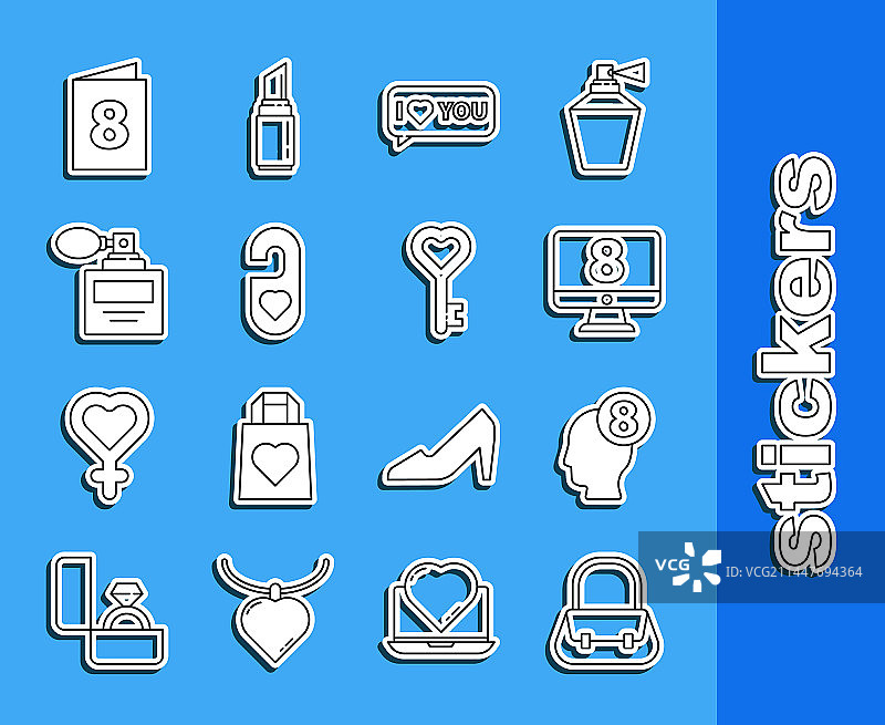 手提包与3月8日主题人像线条设计图片素材