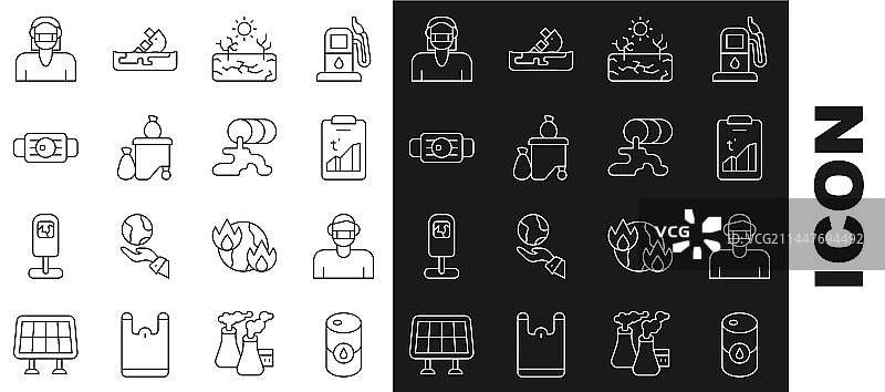 防护面罩下的油桶线条组合图片素材