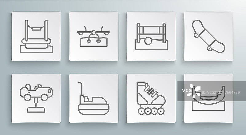 线条套装：摇摆车、跷跷板、碰碰车、溜冰鞋图片素材