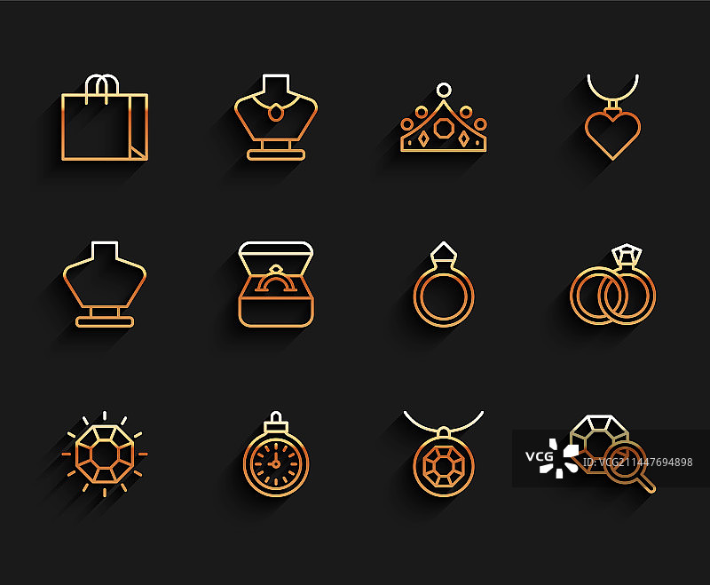 钻石怀表购物袋套装图片素材