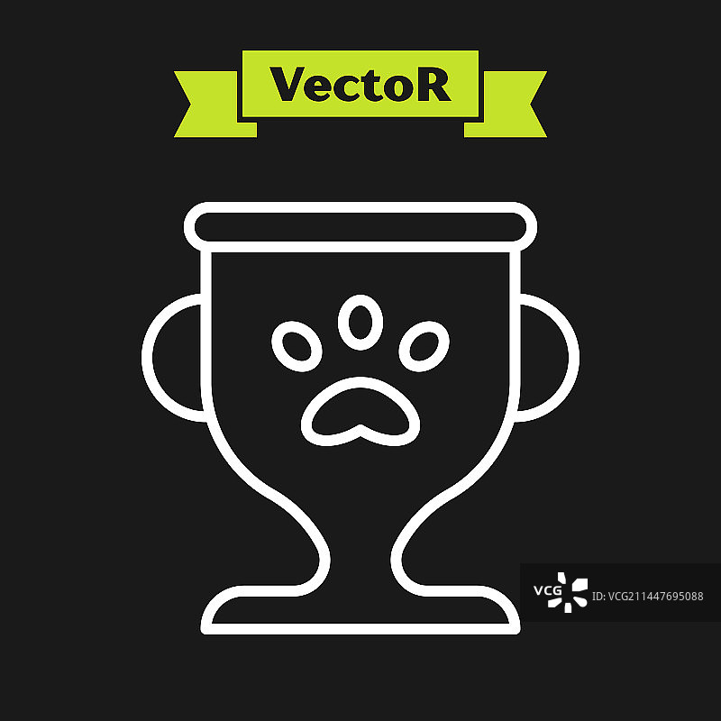 黑色背景上的宠物奖励符号白色线性图标图片素材