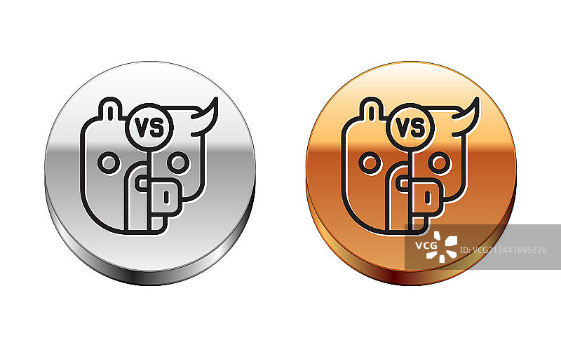 股市牛熊符号黑色线条图片素材